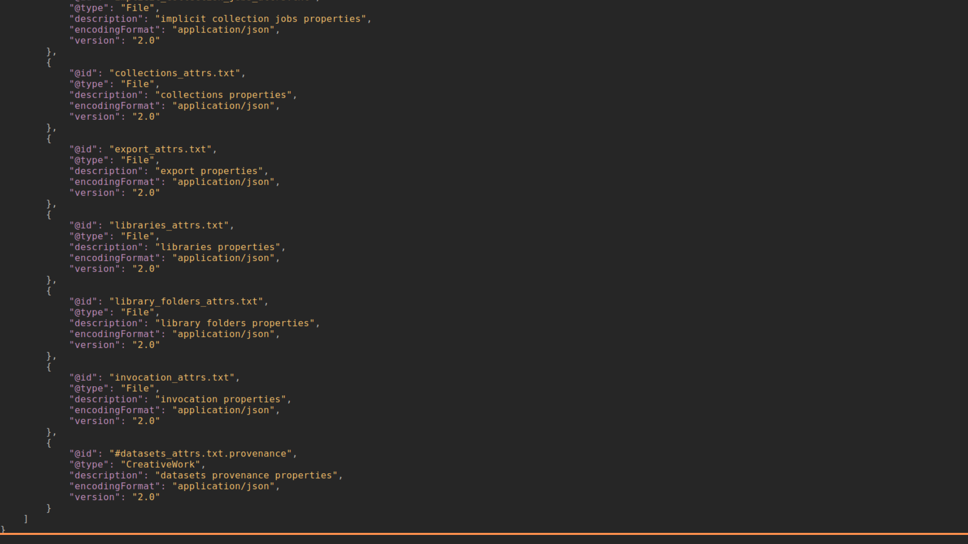 Details on the different files in the RO-Crate and end of the ro-crate-metadata.json